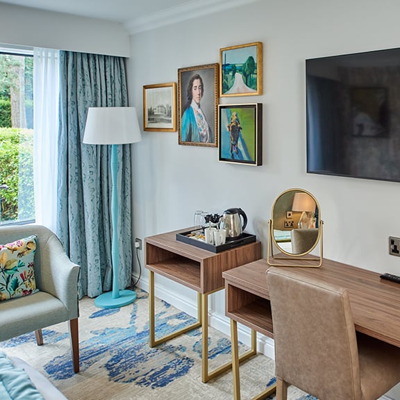 A new desk and decor in the newly refurbished Signature rooms at Thoresby Hall